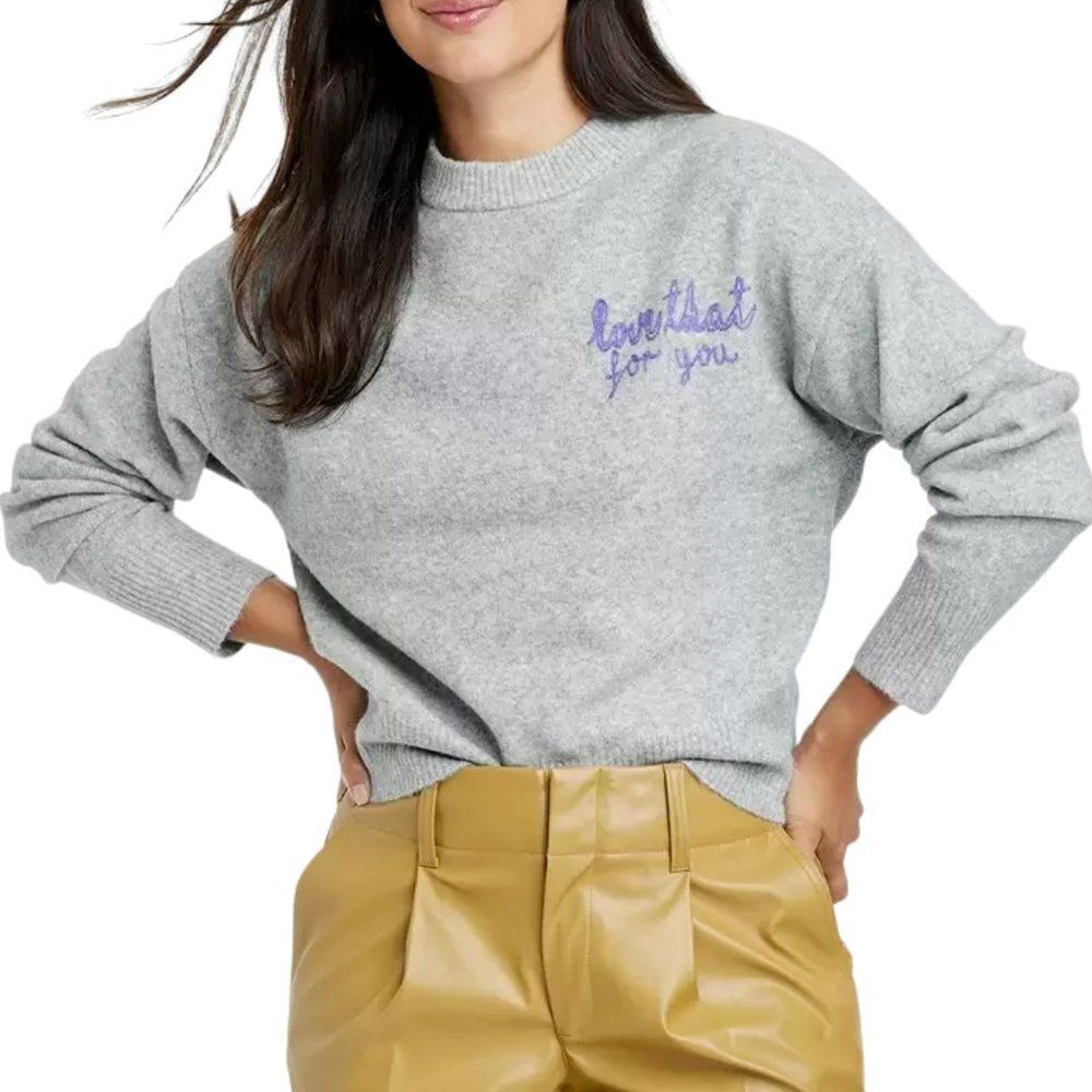 Women's Pull-Over Sweater "Love That For You" A New Day (Size-2X) GRAY - NEW!!!